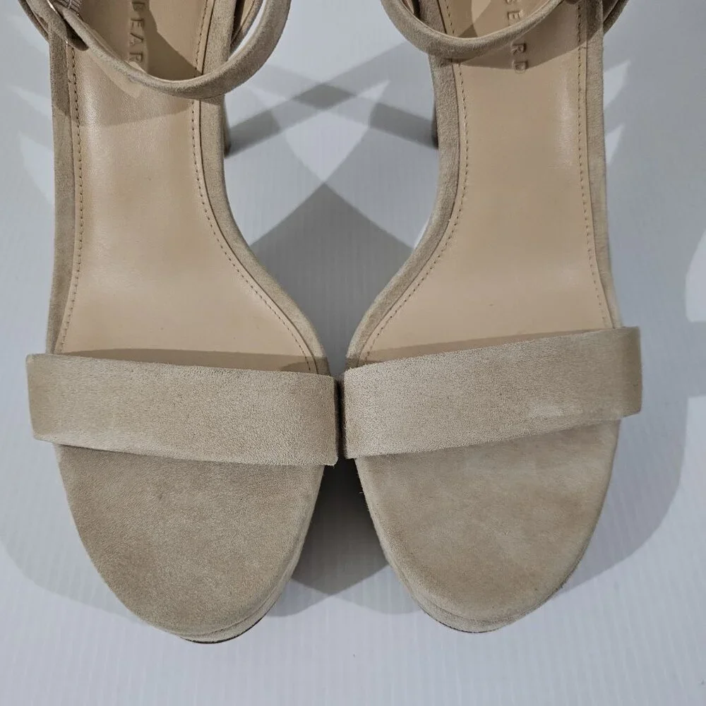 Veronica Beard Darcelle Platform Sandal Womens 10 Sand Beige Suede Stiletto Heel